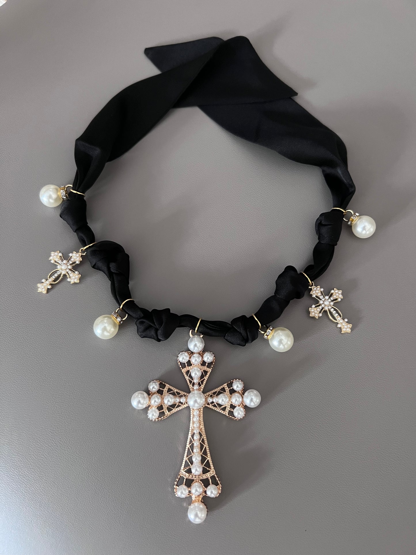 Black Cross Boho Necklace