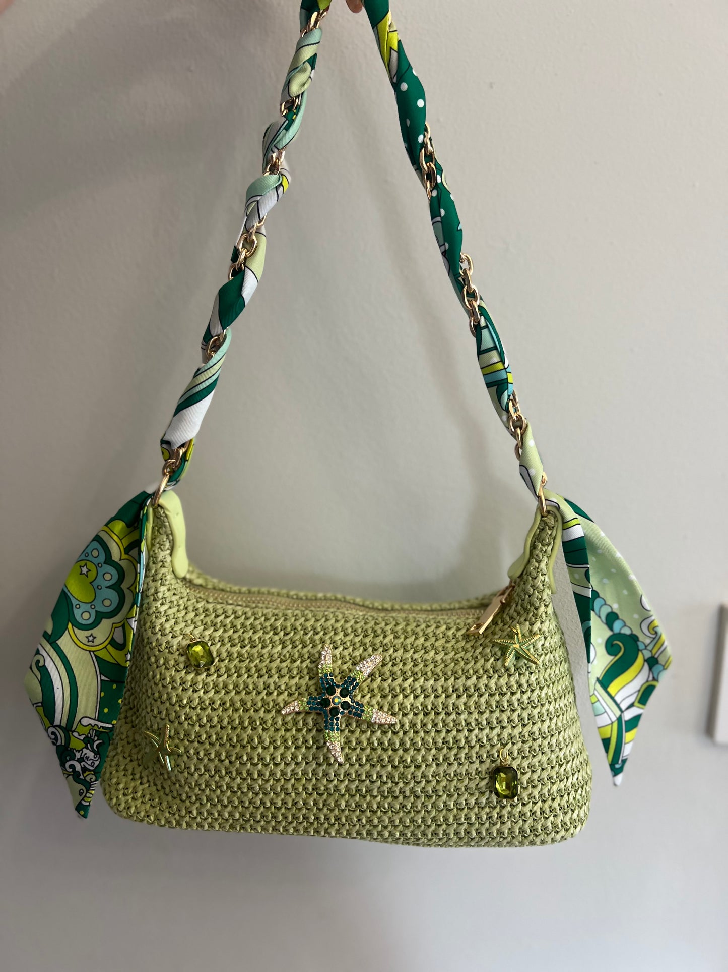GREEN SCARF CHARM BAG