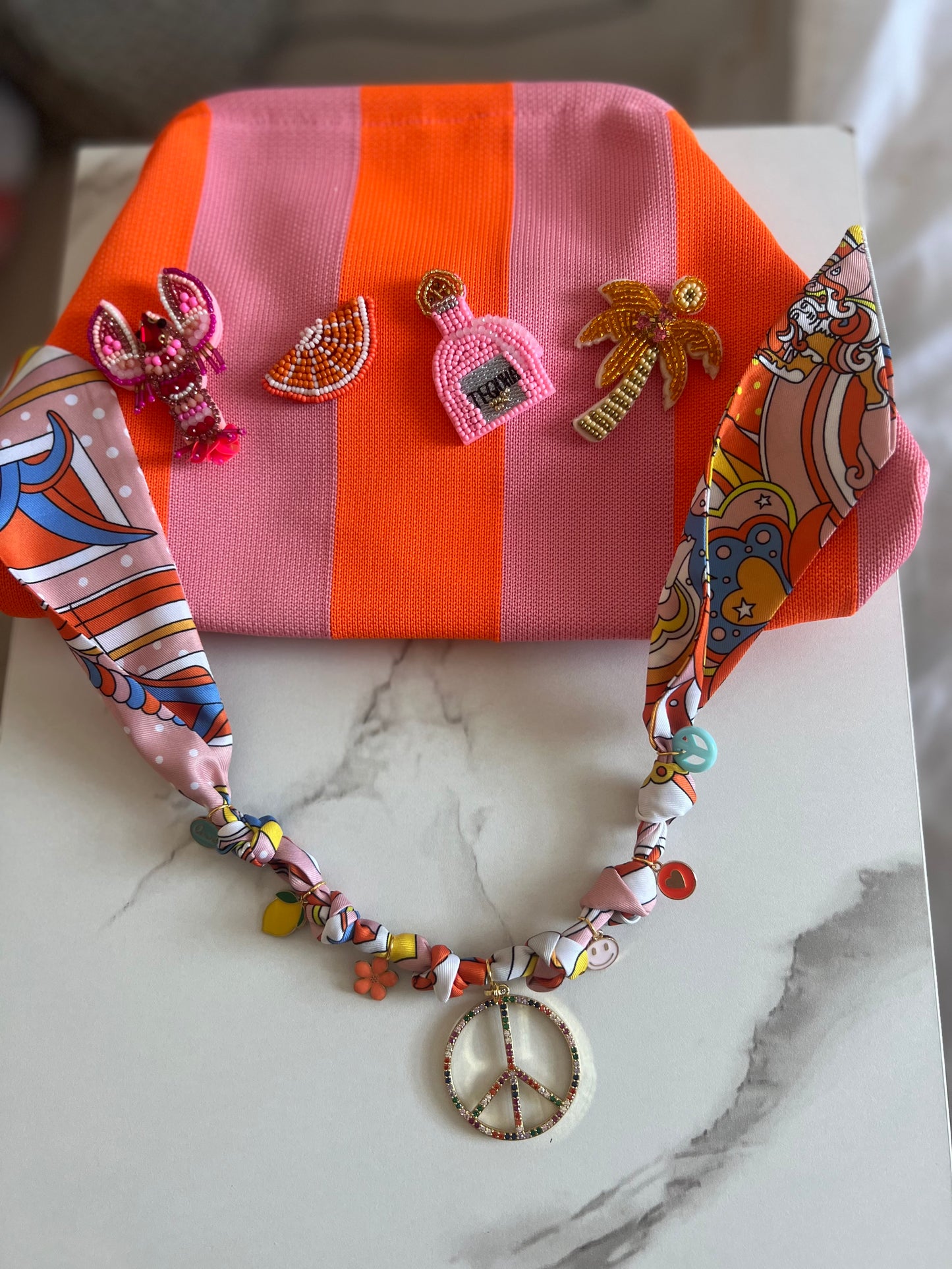 Pouch & Boho Peace Necklace Set
