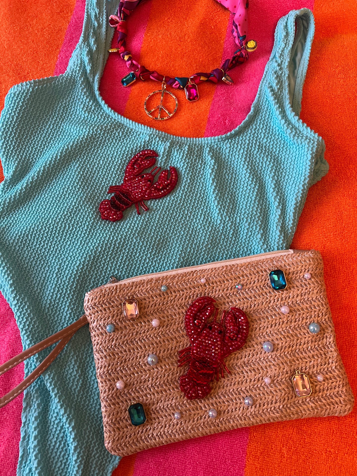 Lobster Swimsuit and Pouch Set