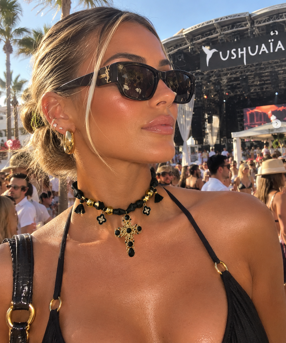 Black & Gold Cross - Boho Necklace