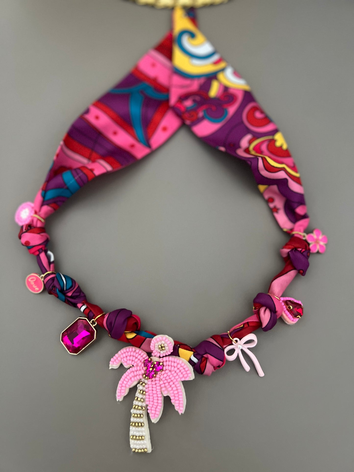 Pink Palm Pucci Style BOHO Necklace