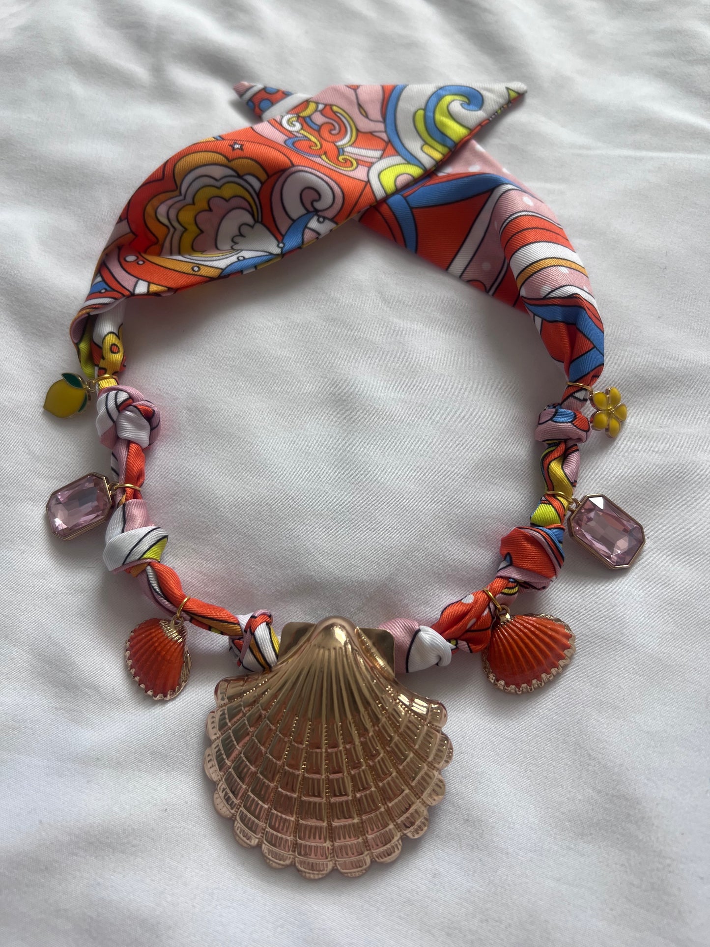 Large Shell Pucci Style  Print Necklace