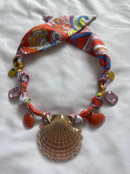 Large Shell Pucci Style  Print Necklace