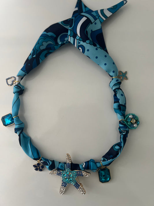 Blue Pucci Style Boho Necklace