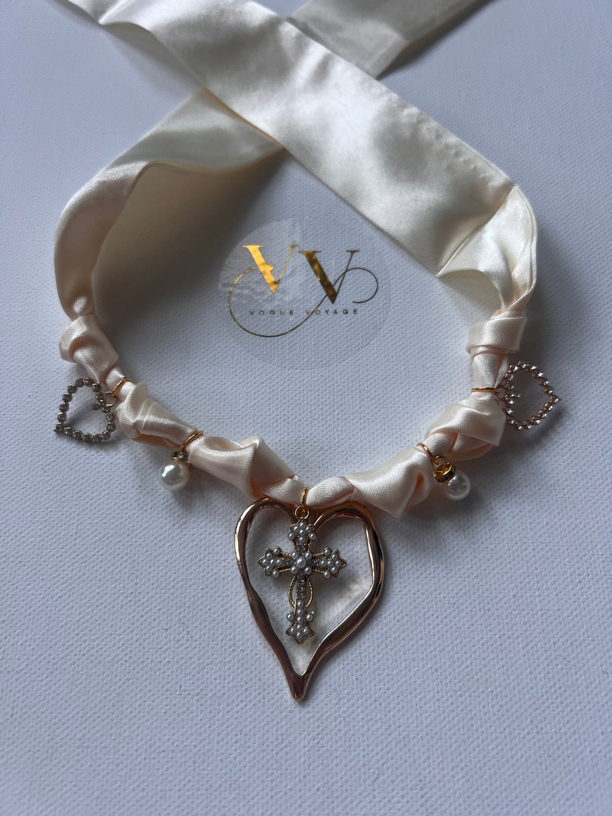 Cream Cross Heart