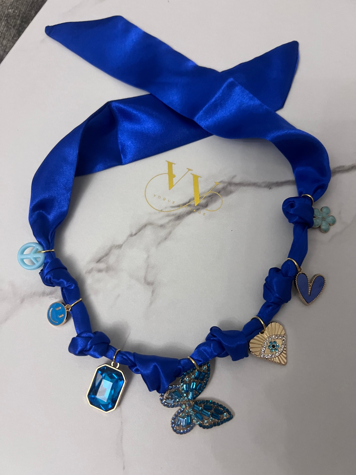 ‘True Blue’ Boho Charm Necklace