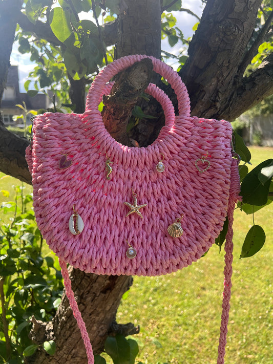 Pink ‘Charmed’ Mini Beach Bag