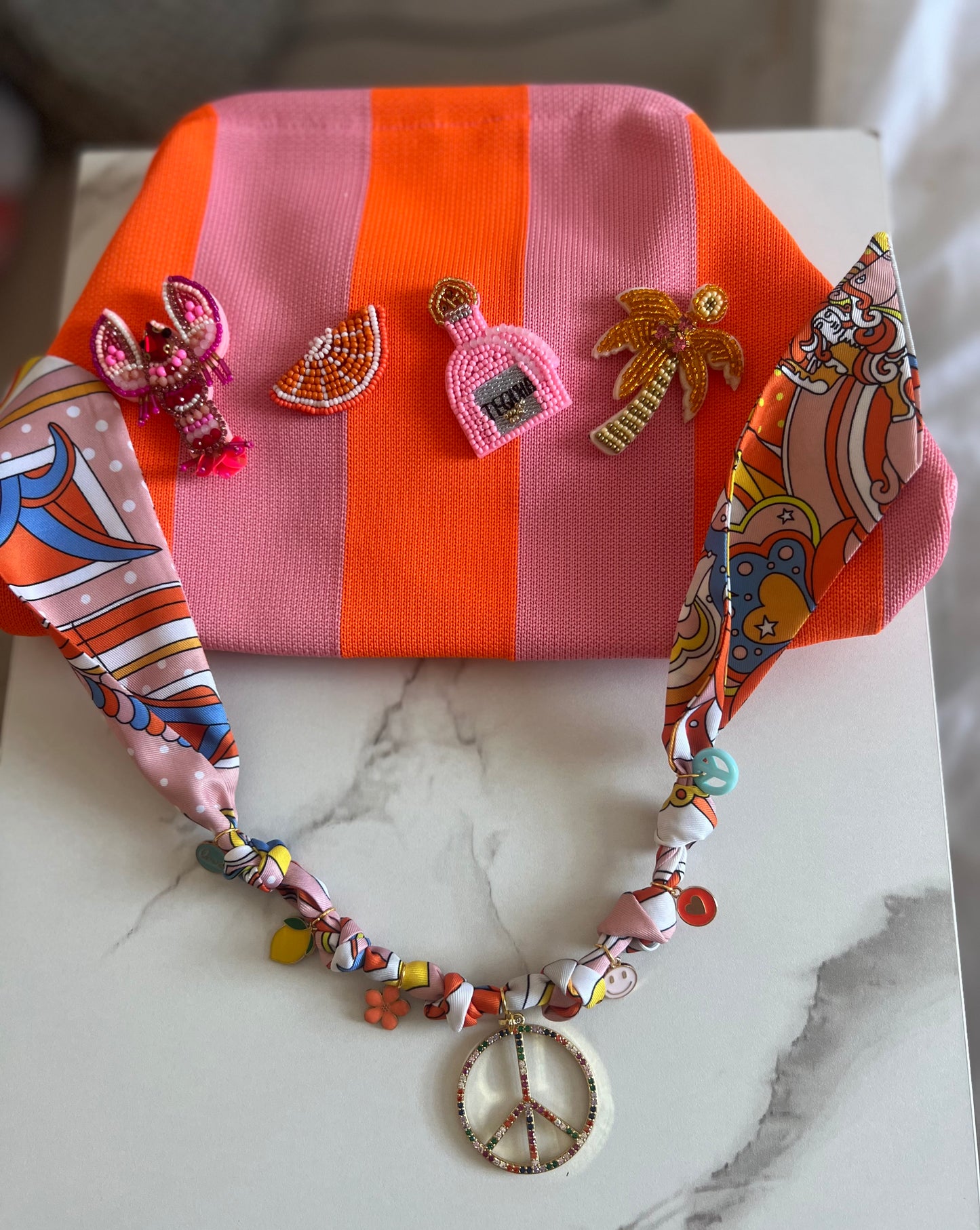 Pouch & Boho Peace Necklace Set