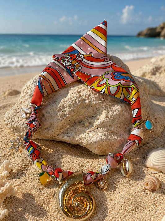 Large shell Pucci Print Necklace