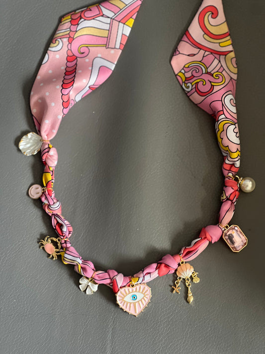 Pink Pucci Style Boho Necklace