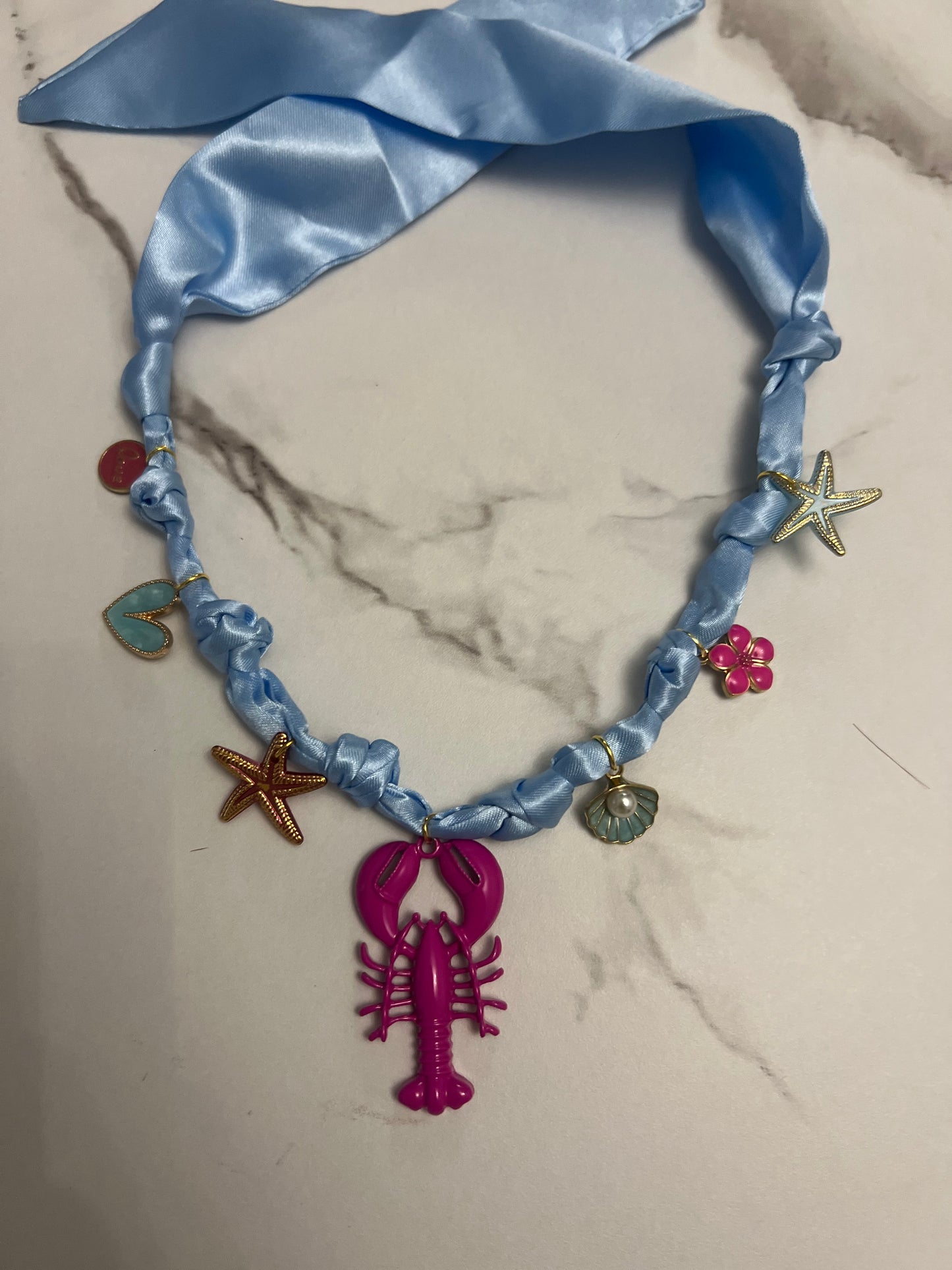 Baby Blue Lobster Boho Necklace