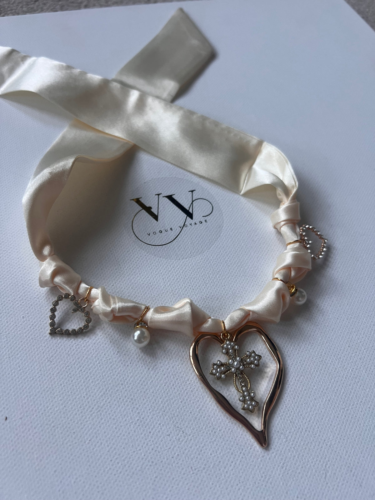 Cream Cross Heart