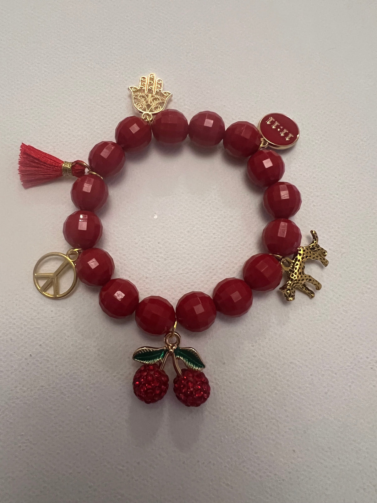 Cherry Love & Peace - Handmade Charm Bracelet