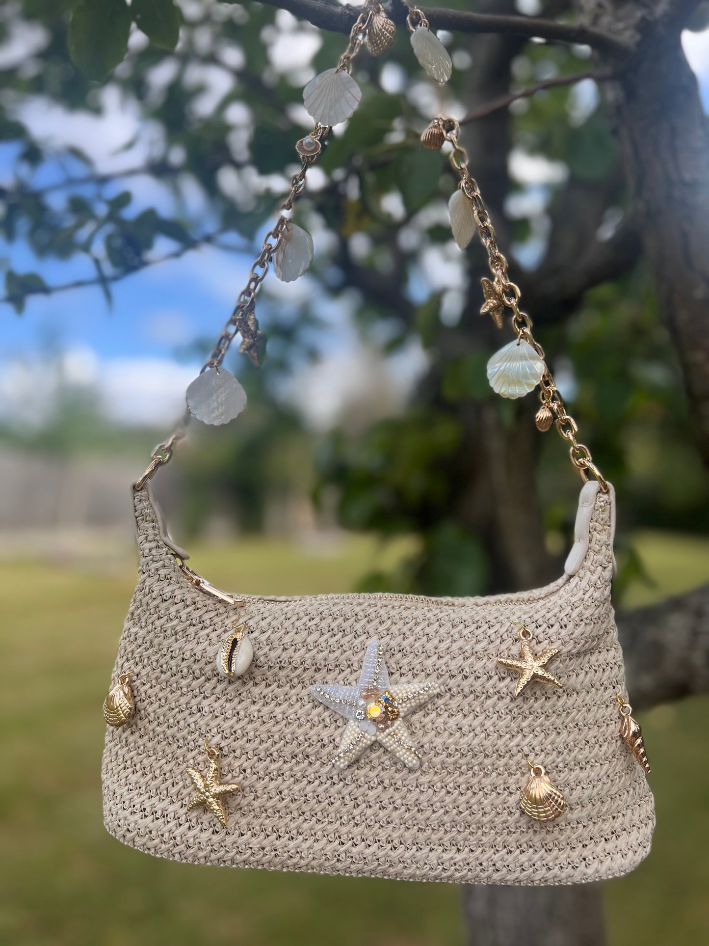 Cream and Gold Charmed Bag