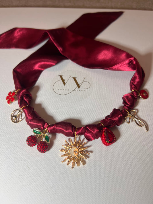 Wine & Gold BOHO Necklace