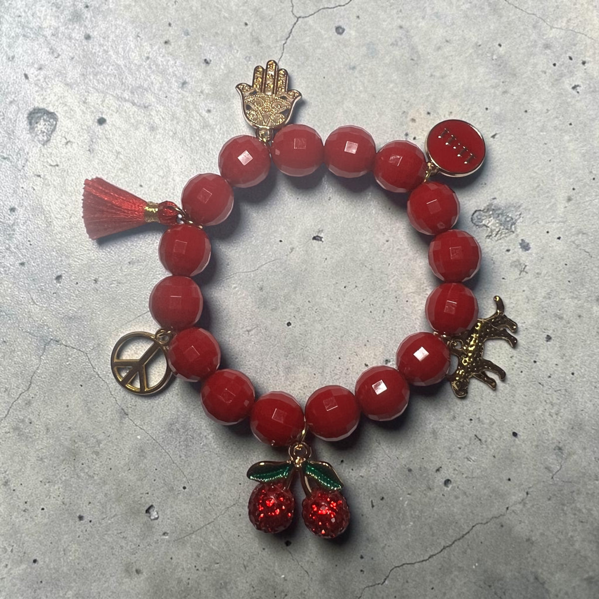 Cherry Love & Peace - Handmade Charm Bracelet