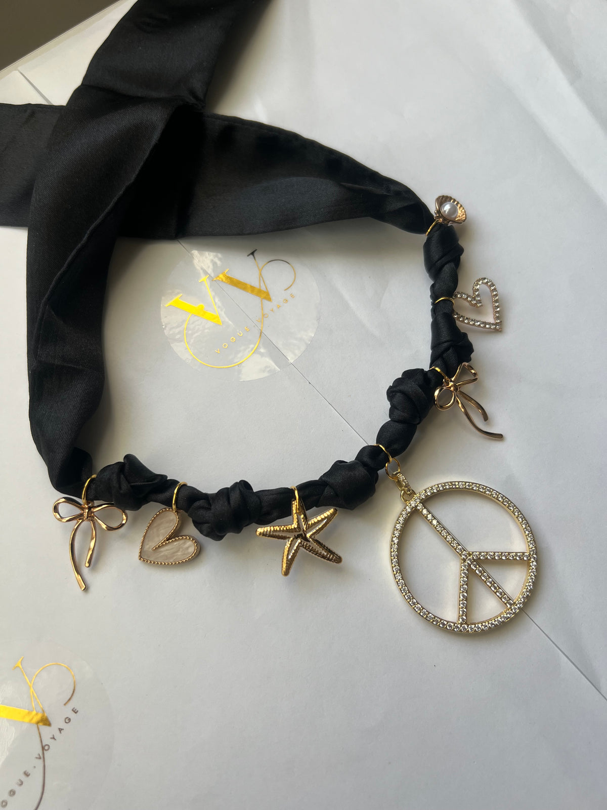 Black & Gold Peace Necklace