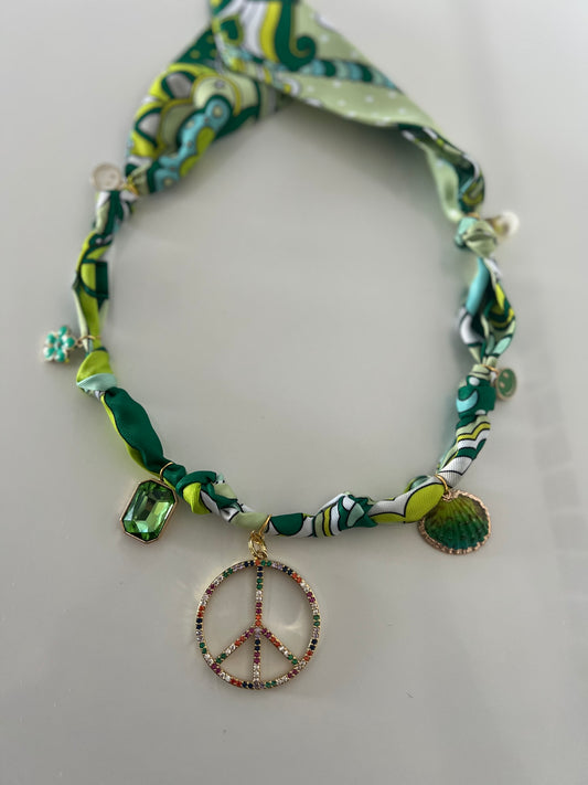 Green Pucci Inspired Boho Necklace