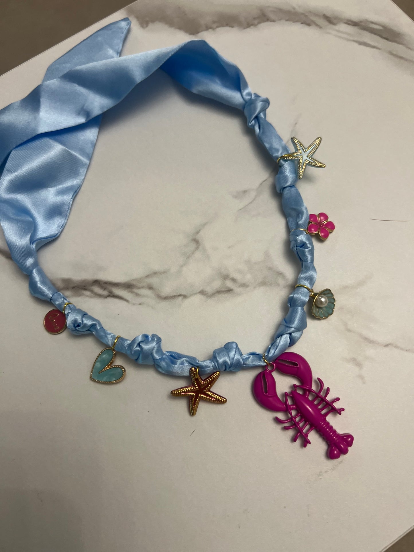 Baby Blue Lobster Boho Necklace