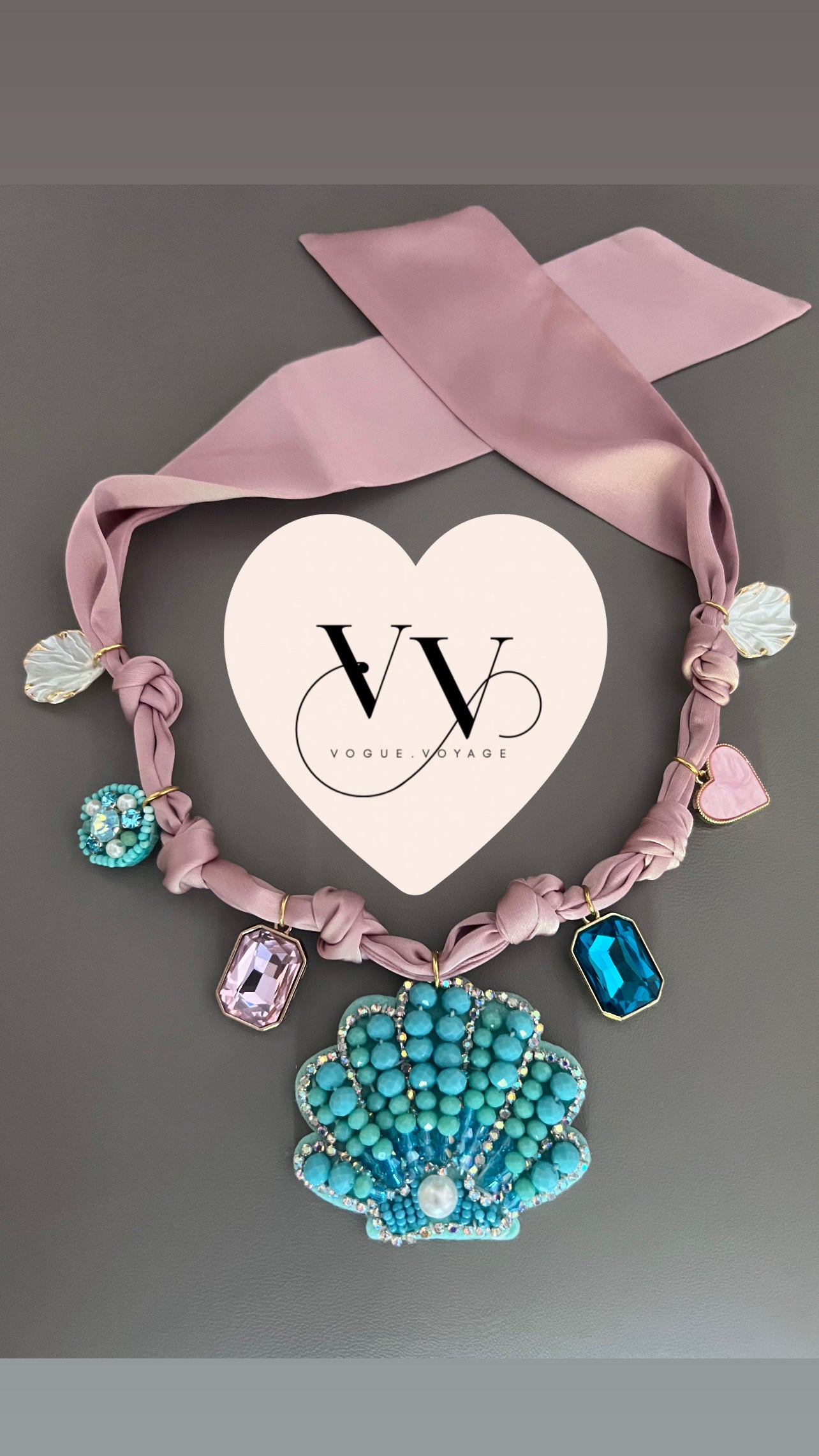 SEASHELL Pink/Turquoise Boho Necklace