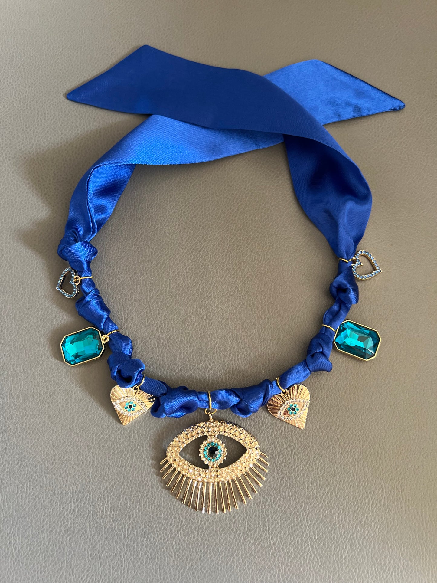 Evil Eye Royal Blue Boho Necklace