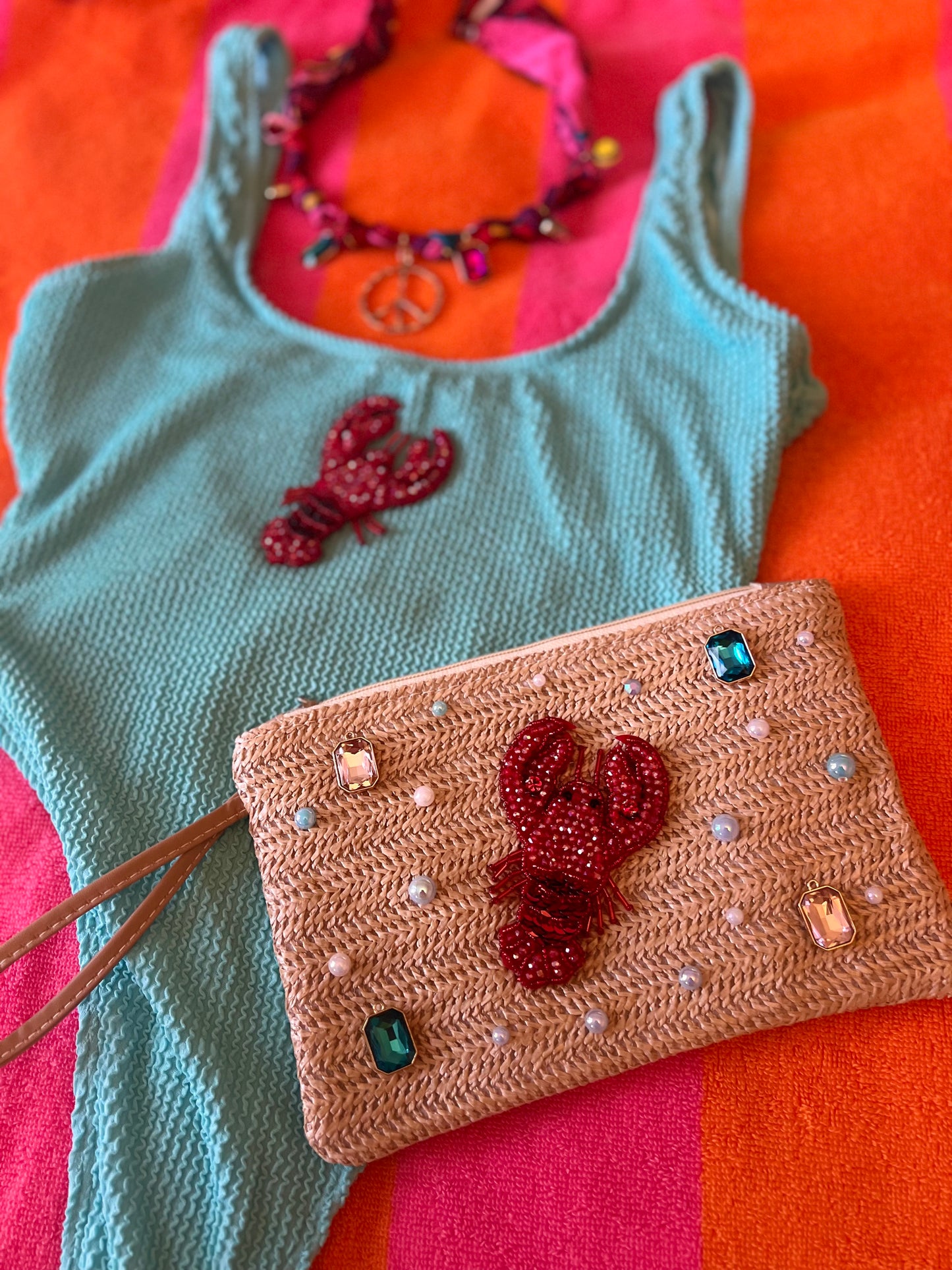 Lobster Swimsuit and Pouch Set