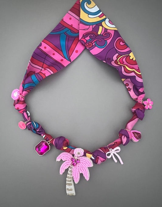 Pink Palm Pucci Style BOHO Necklace