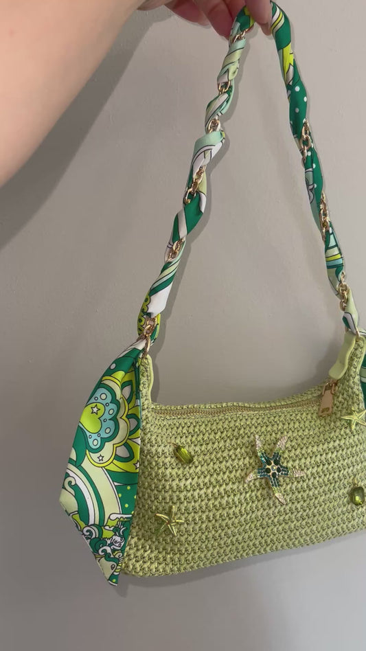 GREEN  SCARF CHARM BAG